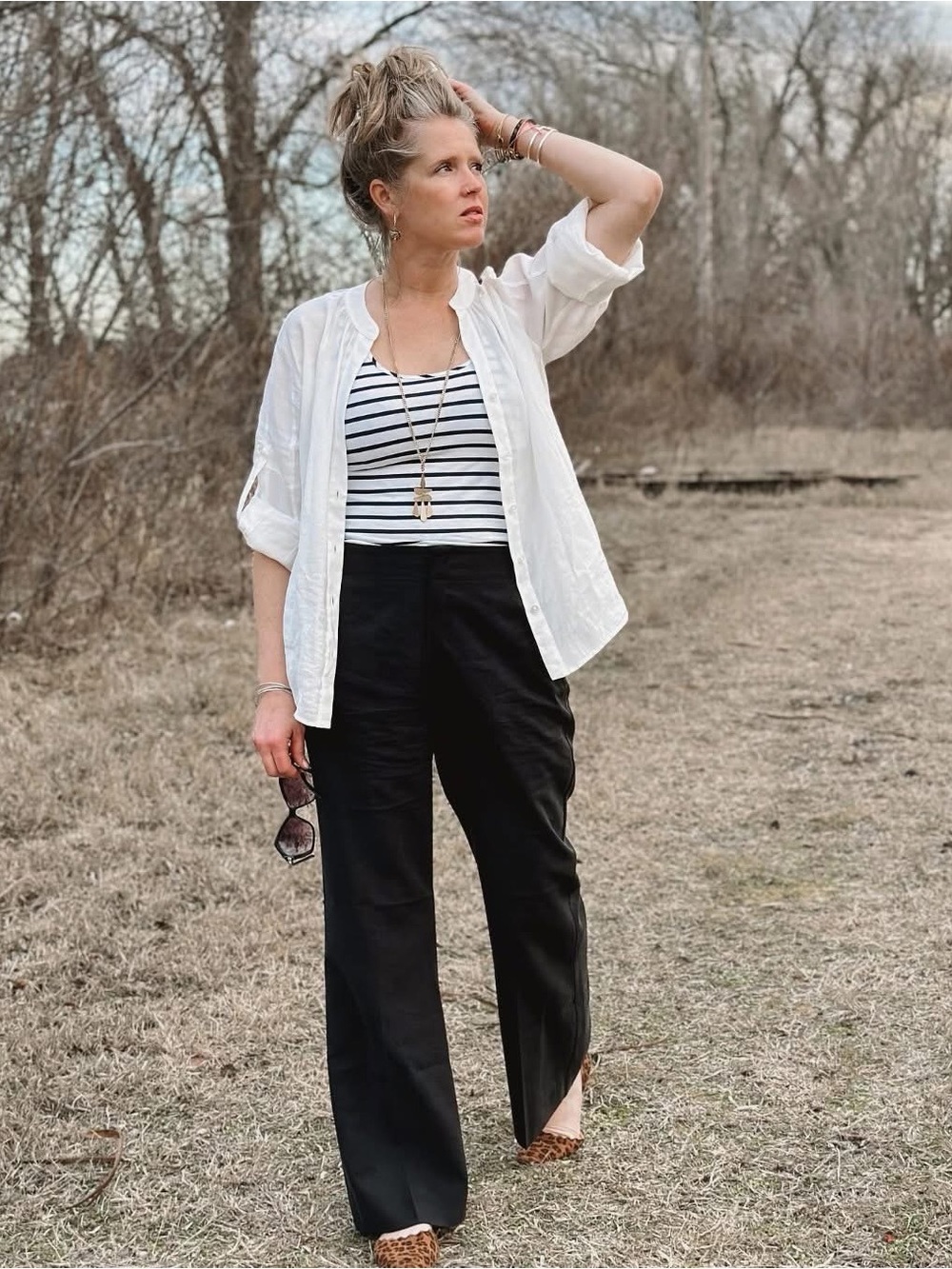 CAbi Lyric White Button-Front Blouse